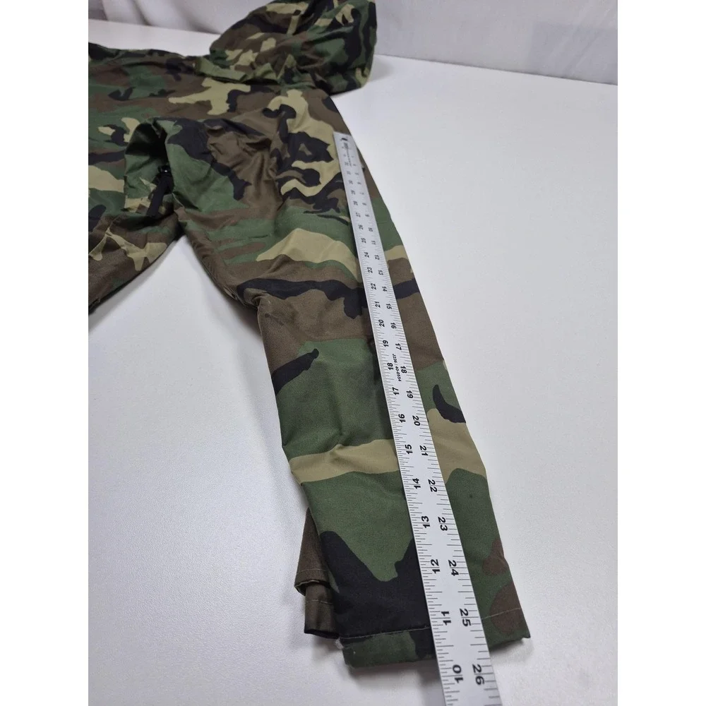 VTG ORC Industries Parka Mens M Green Woodland Camo Improved Rainsuit Hooded 90s